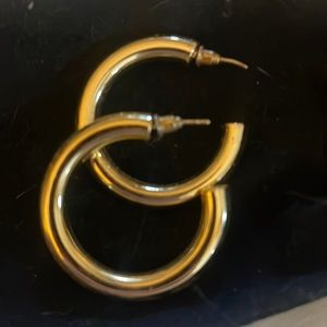 Gold hoop earrings chunky 14k gold plated pierced hypoallergenic!